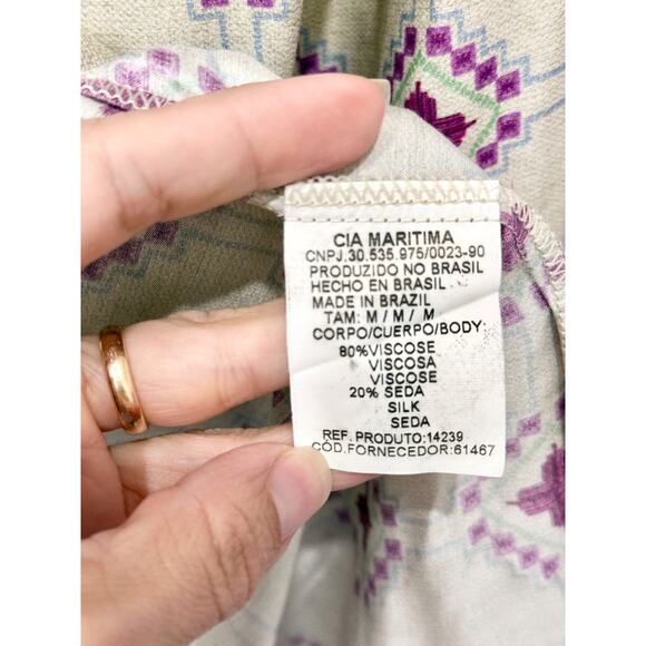 Cia Maritima Silk 2 Piece Cover-Up Set Shirt and Pants Vera Cruz Womens Size M - Picture 6 of 8